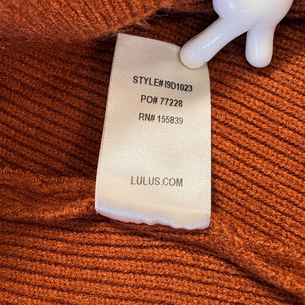 Lulus Ribbed Batwing Knit Wrap Sweater Dress Rust‎ Belted LG Bodycon Resortcore - Picture 7 of 9